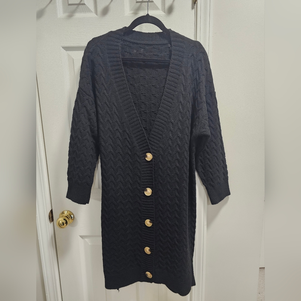 Black Button-Up Women's Sweater